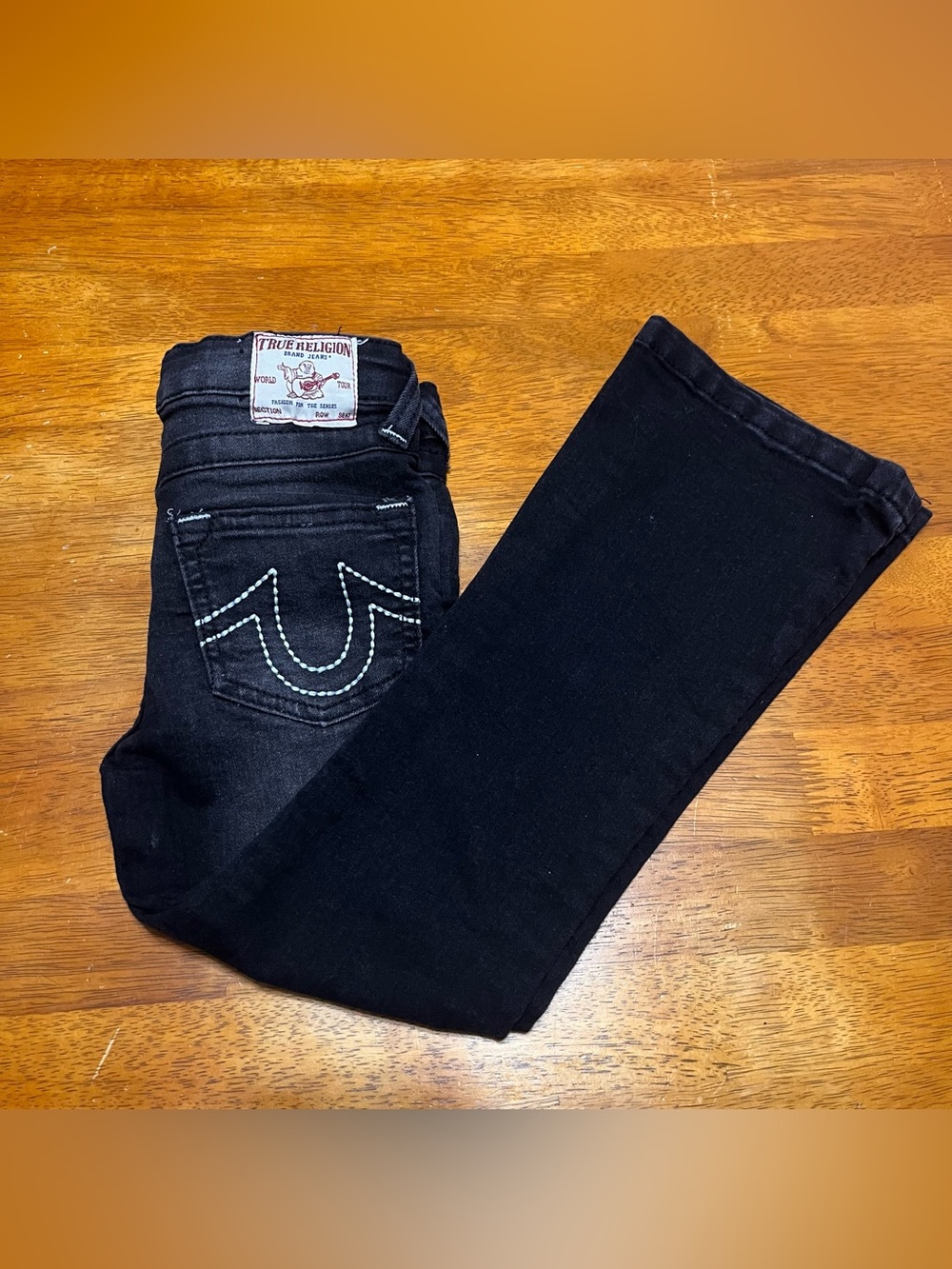 True Religion flare black wash kids jeans size 5/6